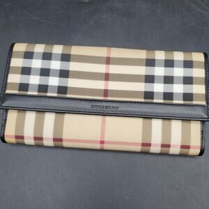 Classic Check Plaid Bifold Wallet Black Leather Trim Snap Closure Card Holder